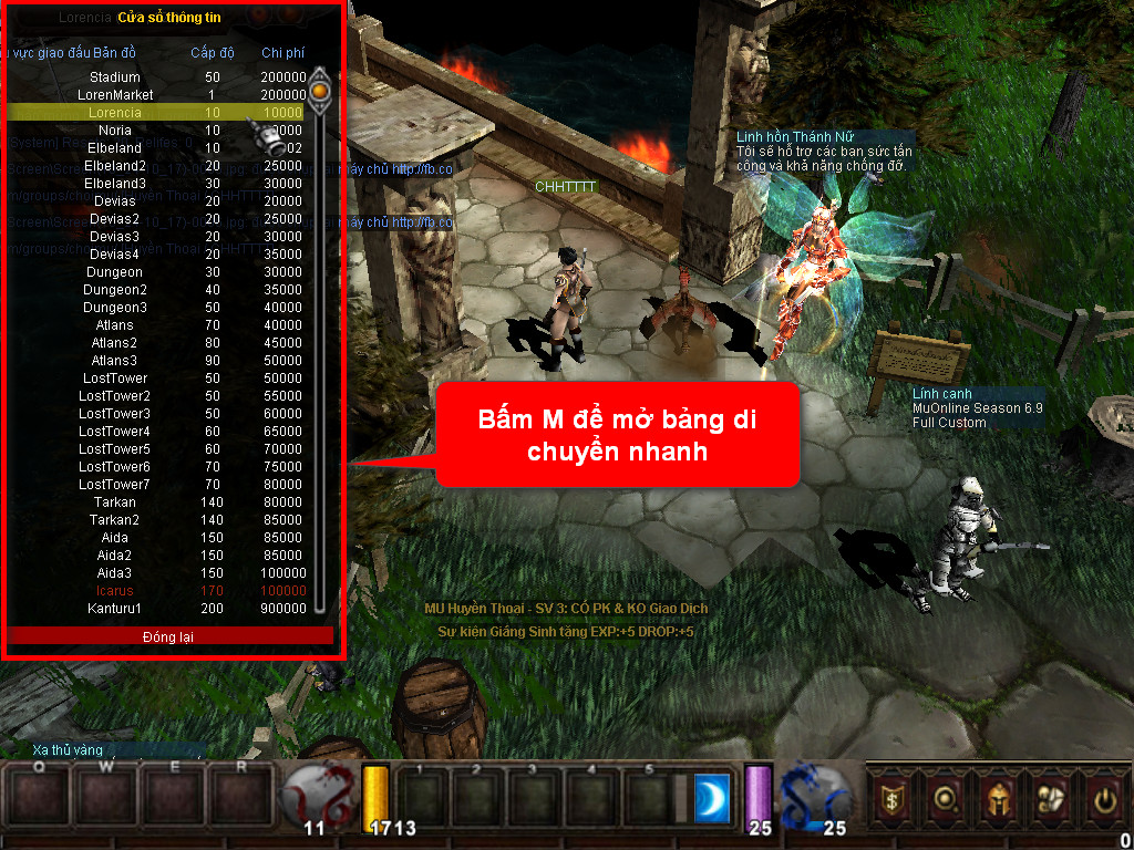 Chức năng chính của Game MU Tiên Phong